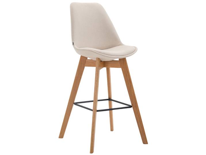 TPFLiving Barhocker Medoc Gestell Natura Stoff - Creme