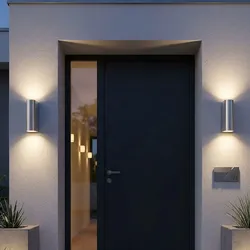 2x Außenwandleuchte Wandleuchte Eingangsleuchte LED Silber Edelstahl IP44