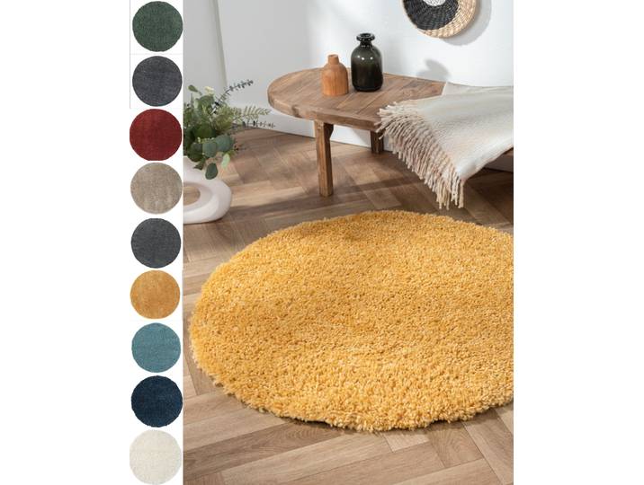Hochflor-Teppich My Shaggy , gold (goldgelb), H:37mm Ø:100cm, Polypropylen (PP), MYFLAIR MÖBEL & ACCESSOIRES, Teppiche, Hochflor-Teppich, Uni-Farben, leicht glänzend, extra weich, auch in rund & als Läufer