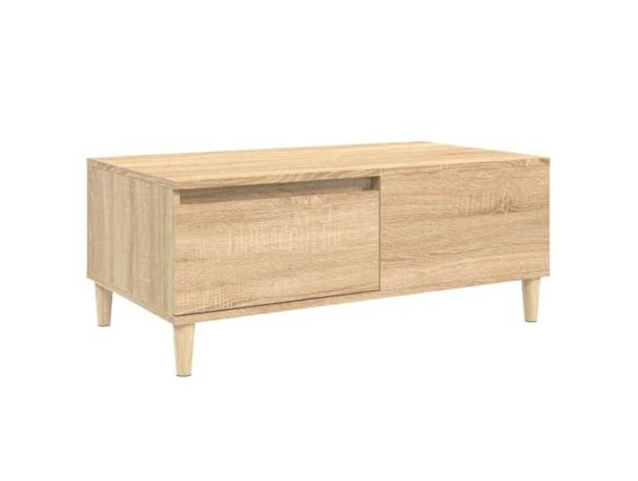 LASWWQMRF Couchtisch Sonoma-Eiche 90x50x36,5cm mit Schublade Holzwerkstoff Stilvoller Beistelltisch mit Schublade für Wohnzimmer und Lounge, stabile Massivholzbeine im skandinavischen Design.