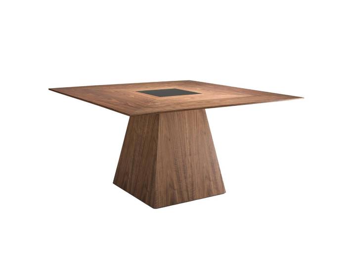 Angel Cerda Quadratischer Esstisch aus Nussbaum, Modell 1079, Walnussfarben, Schwarz, Holzwerkstoff, Nachbildung,Nussbaum, Essen/Getränk, Quadratisch,Quadratisch, 150x79x150 cm, Esszimmer, Esstische
