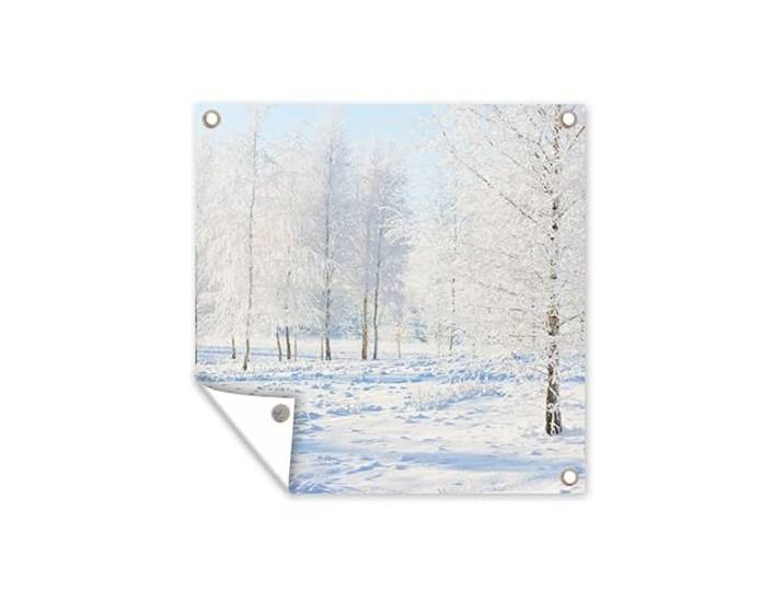 Tuinposter - 200x200 cm - Sneeuw - Bomen - Winter