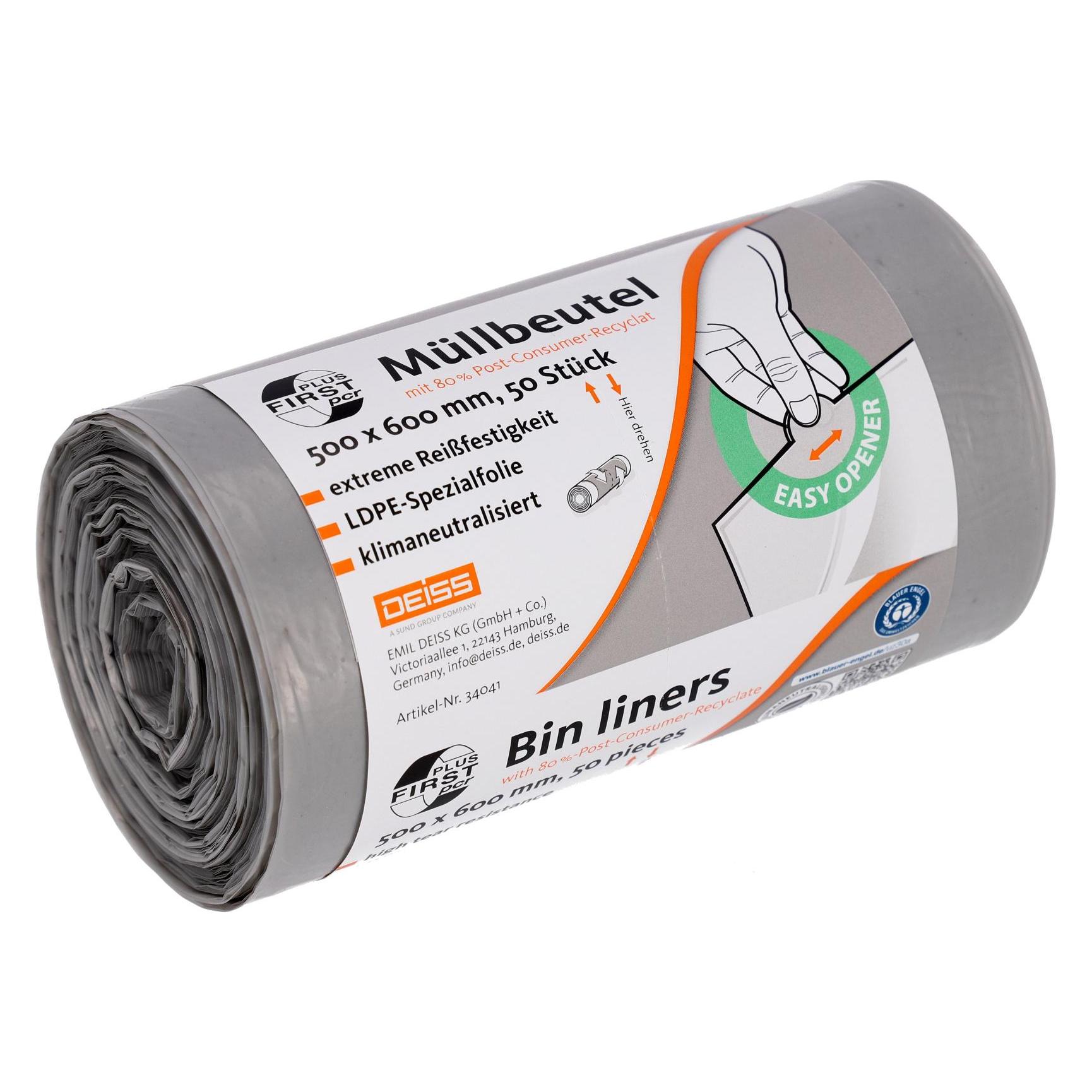 Deiss Müllbeutel 30,0 l grau 14 µm, 50 St. (50x, 30 l) (34041)