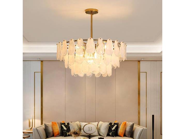 Lustre de salon de luxe léger, éclairage de chambre à coucher rétro français, éclairage de restaurant en verre nuage simple et créatif