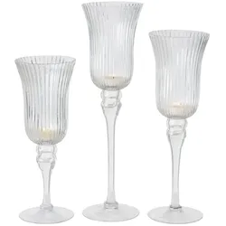 Windlicht Manou Glas lackiert transparent H 30-40 cm 3er Set