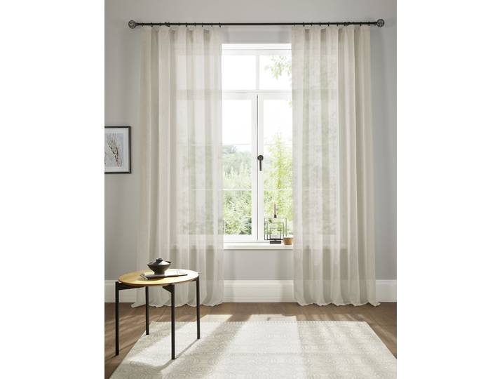 Gardine OTTO HOME Fiete, 1 Stück, Leinen Optik, halbtransparent, Kräuselband Gr. 4, beige, B:140cm H:245cm, Polyester, Gardinen, Gardine, Leinen Optik, Sichtschutz, halbtransparent, einfarbig, Leinenoptik