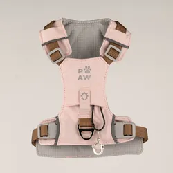 PAW - S (4-8Kg) Dog Step-in Guardian Harness with Reflective Mesh - Soft Pink - Rose Quartz Charm