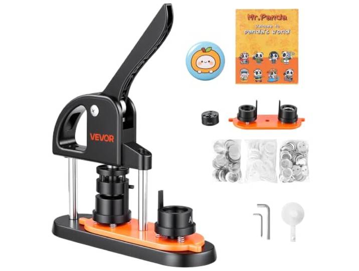 VEVOR Machine à Badges de 25 mm Presse à Badges avec 500 Kits de Consommables Livre Magique et Coupe-Cercle Machine à Fabriquer des Badges en Plastique Résistant pour Fabrication de Badges à Épingle