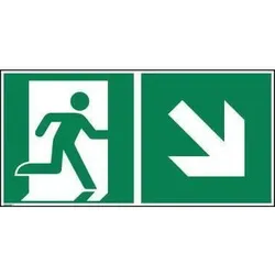 Neutralware Hinweisschild Rettungsweg rechts abwärts ISO 7010 300x150mm PVC