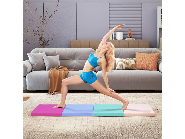 SPORTNOW Tapis Gym Pliable 5cm avec Poignées Multicolore