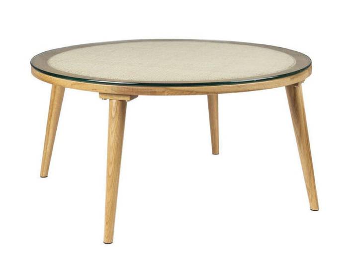 Couchtisch Haru Rund – aus Glas in Beige - Luxusbetten24