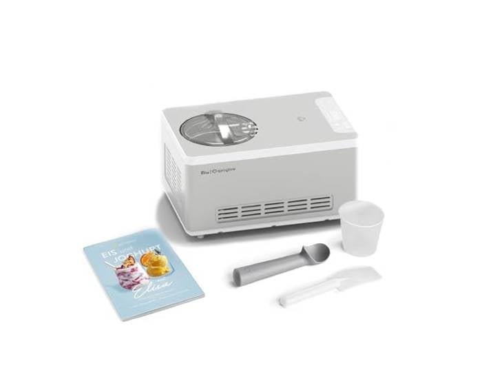 SPRINGLANE Sorbetière et yaourtière Elisa 2\,0 L avec compresseur auto-refroidissant 180 W (Argent\, avec accessoires)