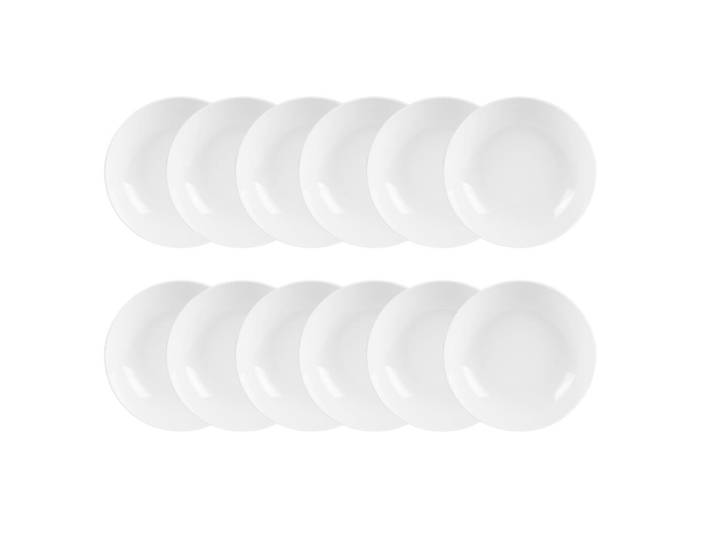 Maxi lot 12 assiettes creuses 20 cm blanches en porcelaine