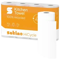 Küchenrollen Wepa Satino HiCycle 2 lagig weiß 4 Rollen 4 Rollen a 64 Blatt, aus 100% Recycling-Papier, 26 x 22 cm