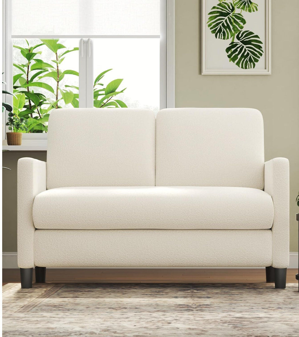 17 Stories Oliff 2 Seater Teddy Loveseat Beige Teddy Fleece 228.6cm H X 327.66cm W X 198.12cm D