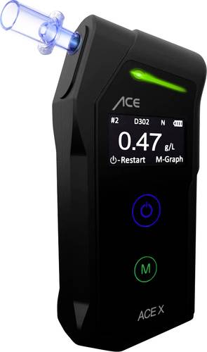 ACE X Alkoholtester Schwarz 0.0 bis 5 ‰ inkl. Display