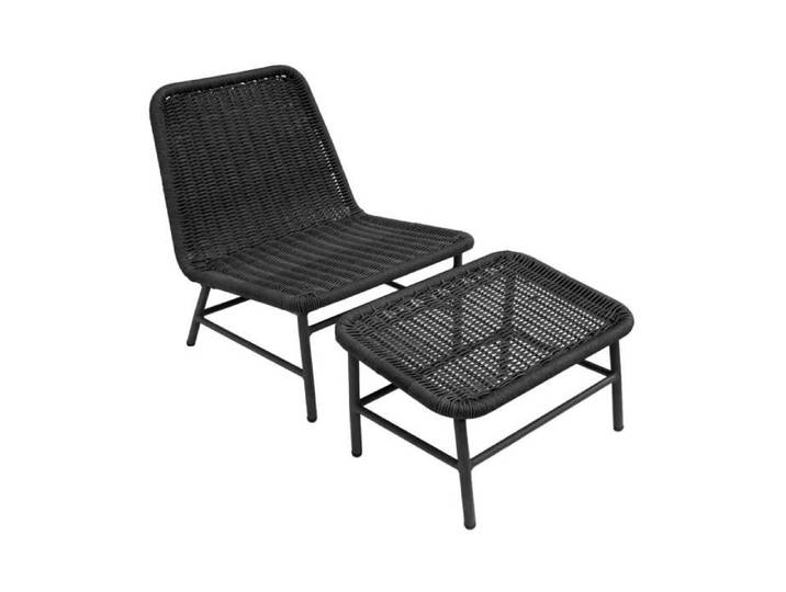 Fauteuil relax et repose pied aluminium et corde anthracite - Laguna