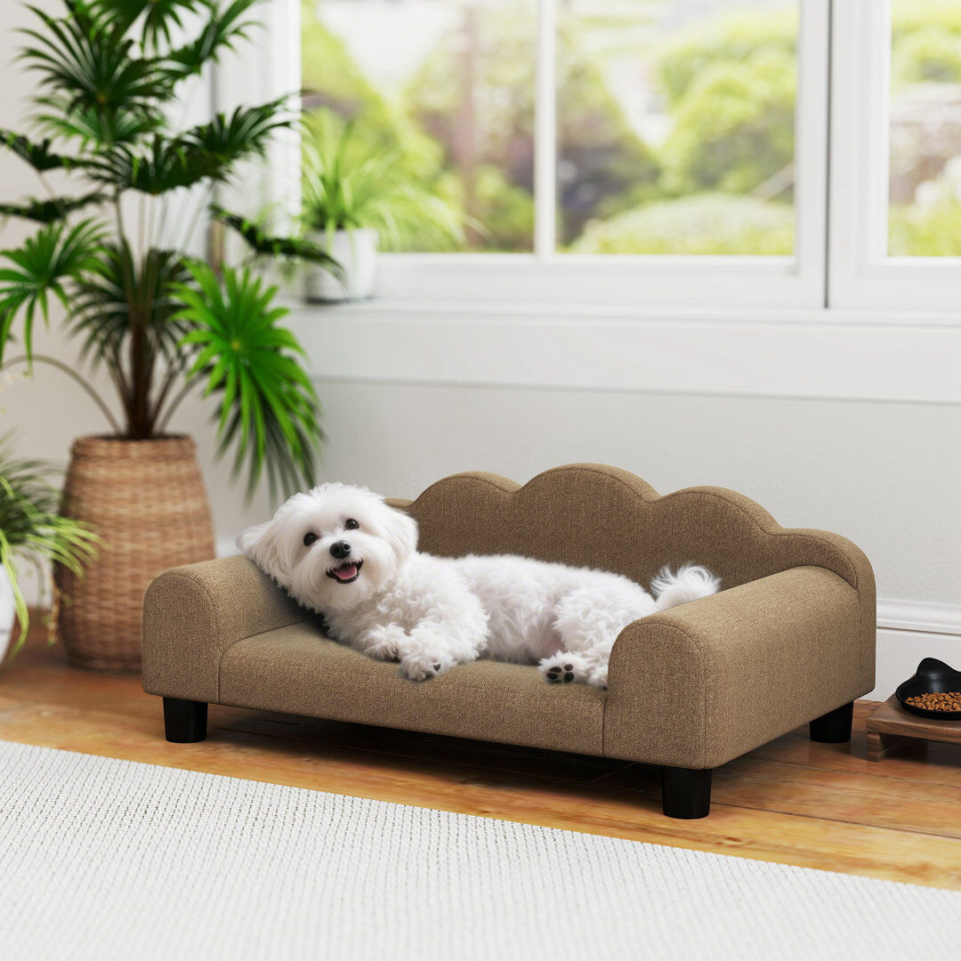 PawHut Dog Sofa Bed Cat Sofa with Backrest Armrest for Small Dogs Brown Extra Small (1 - 10 lbs)