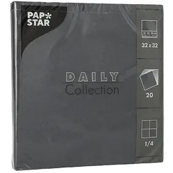 Papstar 300 Servietten `DAILY Collection` 1/4-Falz 32 cm x 32 cm schwarz