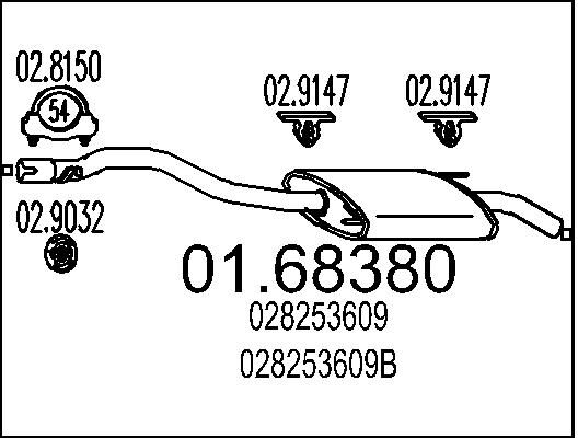 Mts Endschalldämpfer 01.68380 Für Vw