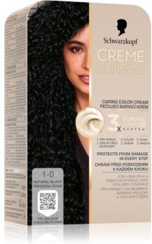 Schwarzkopf Creme Supreme cor para cabelo permanente tom 1-0 Natural Black 60 ml. Creme Supreme