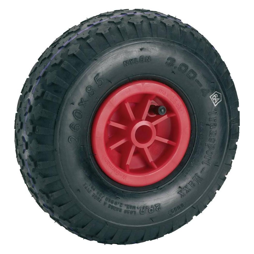 Dörner + Helmer 740310R Luftrad 260x85x20 mm Rola Nabe 75 mm 2 PR Block rote (740310R)