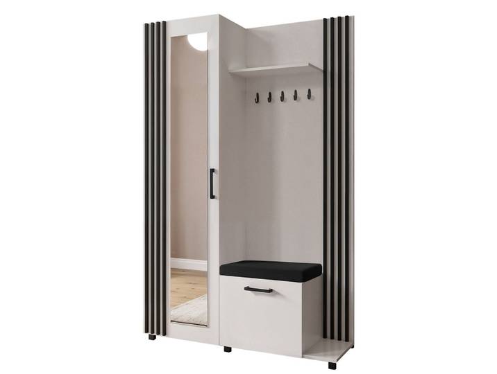 GARDEROBENSCHRANK ARMADIO 137/207/42 cm Modern Garderobe-Set Weiß