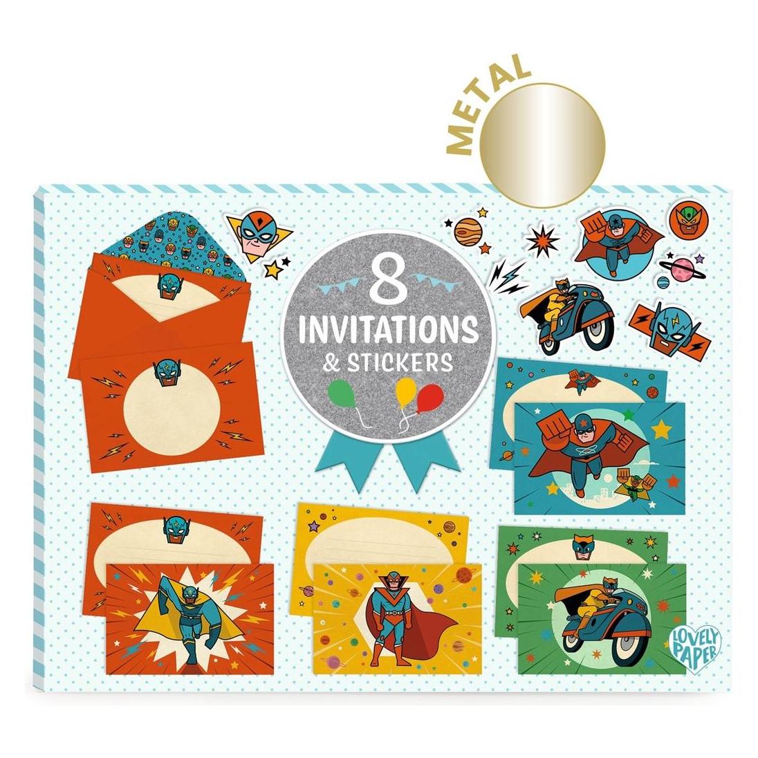 Djeco Einladungskarten-Set Superheld (8 Stk.) (DD03496)