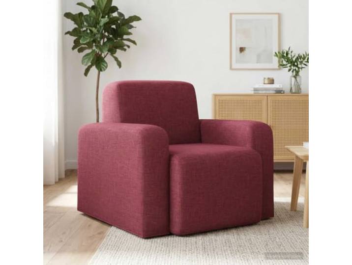 IBUQDDV Sessel Weinrot Stoff mit Polyester-Polster und Holzrahmen Modernes Design, gekrümmte Rückenlehne, gepolsterte Armlehnen, stabiler Holzrahmen, einfache Pflege