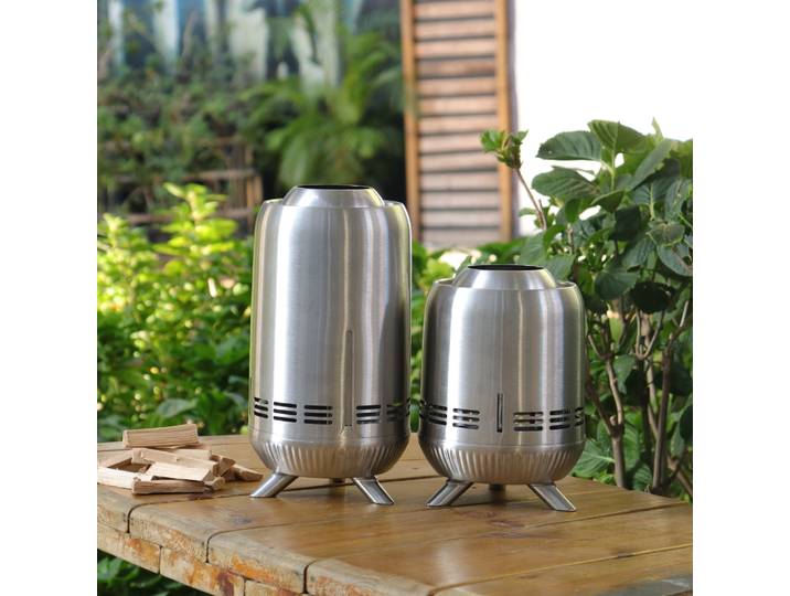 Brasero de table portable, brasero de table sans fumée en acier inoxydable, petit poêle à granulés de bois