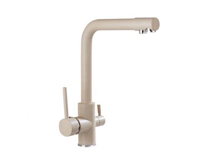 Trinkwasser 3-Wege-Filter Wasserhahn Küche - Küchenarmatur Messing 2 Hebel 360° Schwenkbar Spültischarmatur Mischbatterie Für Osmoseanlage, 3 In 1 Armatur Küche Für Wasserfilter, Beige