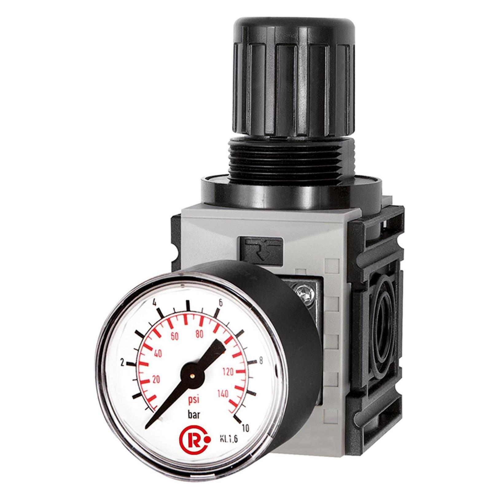 Riegler Druckregler, d. DV "FUTURA-mini", Standardmano., G1/4, 0,5-10 bar (FUM 7210)