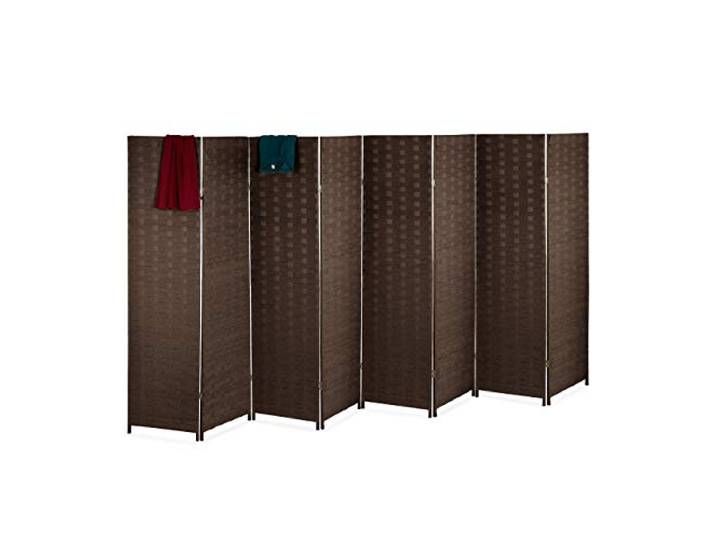 Relaxdays Paravent intérieur\, 8 Parties\, HxL 170 x 320 cm\, séparateur Pliable\, Bois & Corde Papier\, Brise-Vue\, Brun