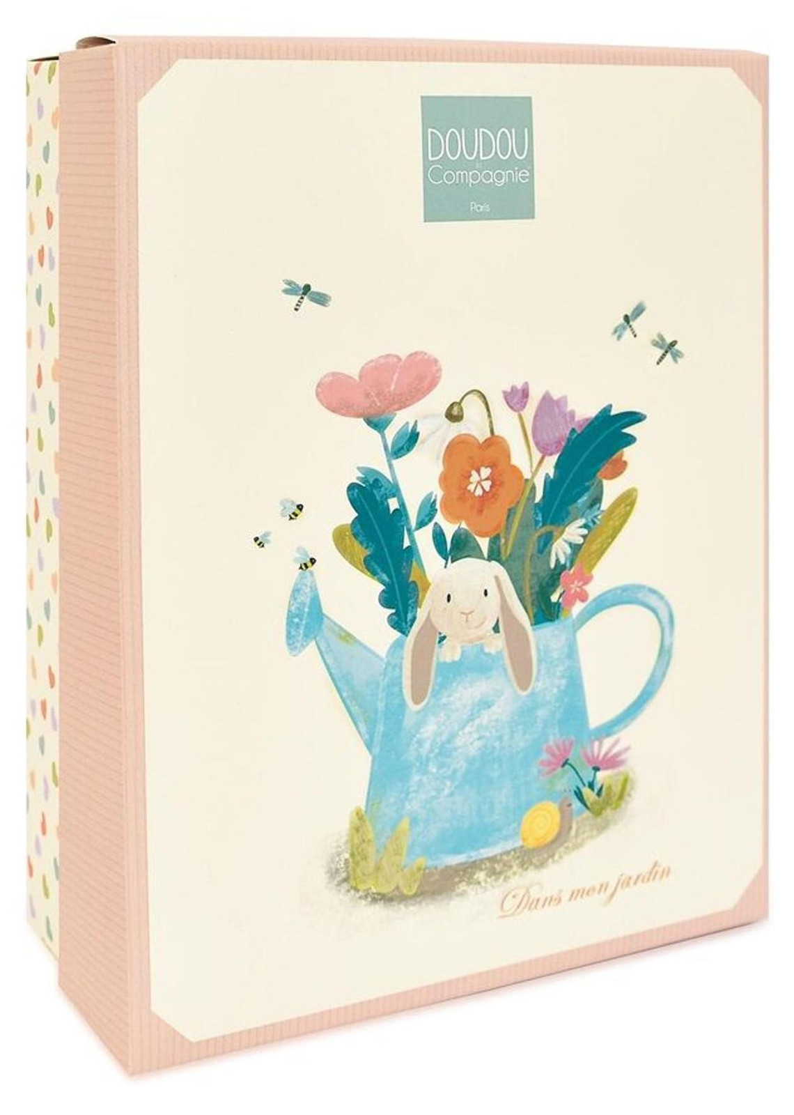 Doudou et Compagnie Paris Doudou Cadeauset Ciboulette Konijn met Rammelaar, Roze, 21 cm