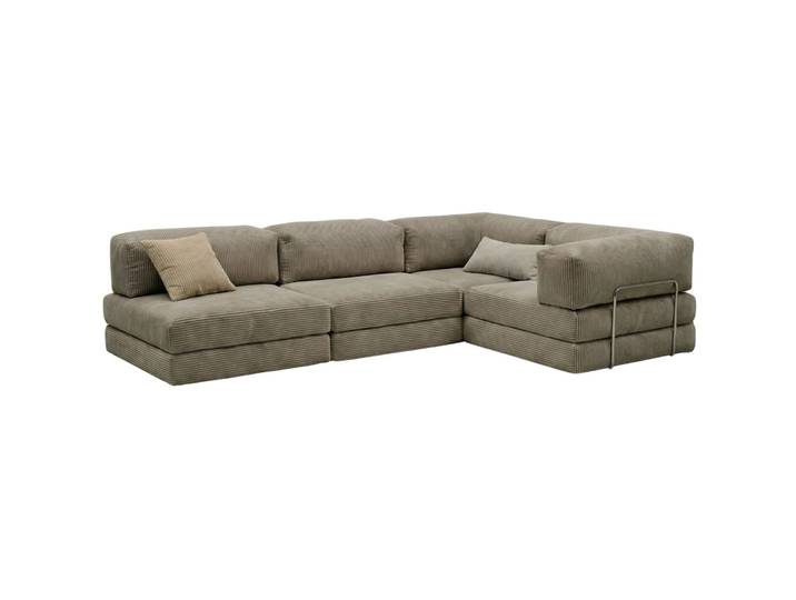 Bettsofa Kanyon Beige Gerippter Plüschstoff B 300 T 100 cm - Bettsofa