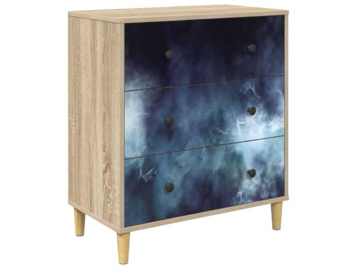 QINXIXINAIXI Kommode RAALTE Blaue Marmorierung 66 x 36,5 x 75 cm Sonoma Holzwerkstoff, verstärkte Struktur, erhöhte Füße, viel Stauraum, blaue Marmorierung, Sonoma