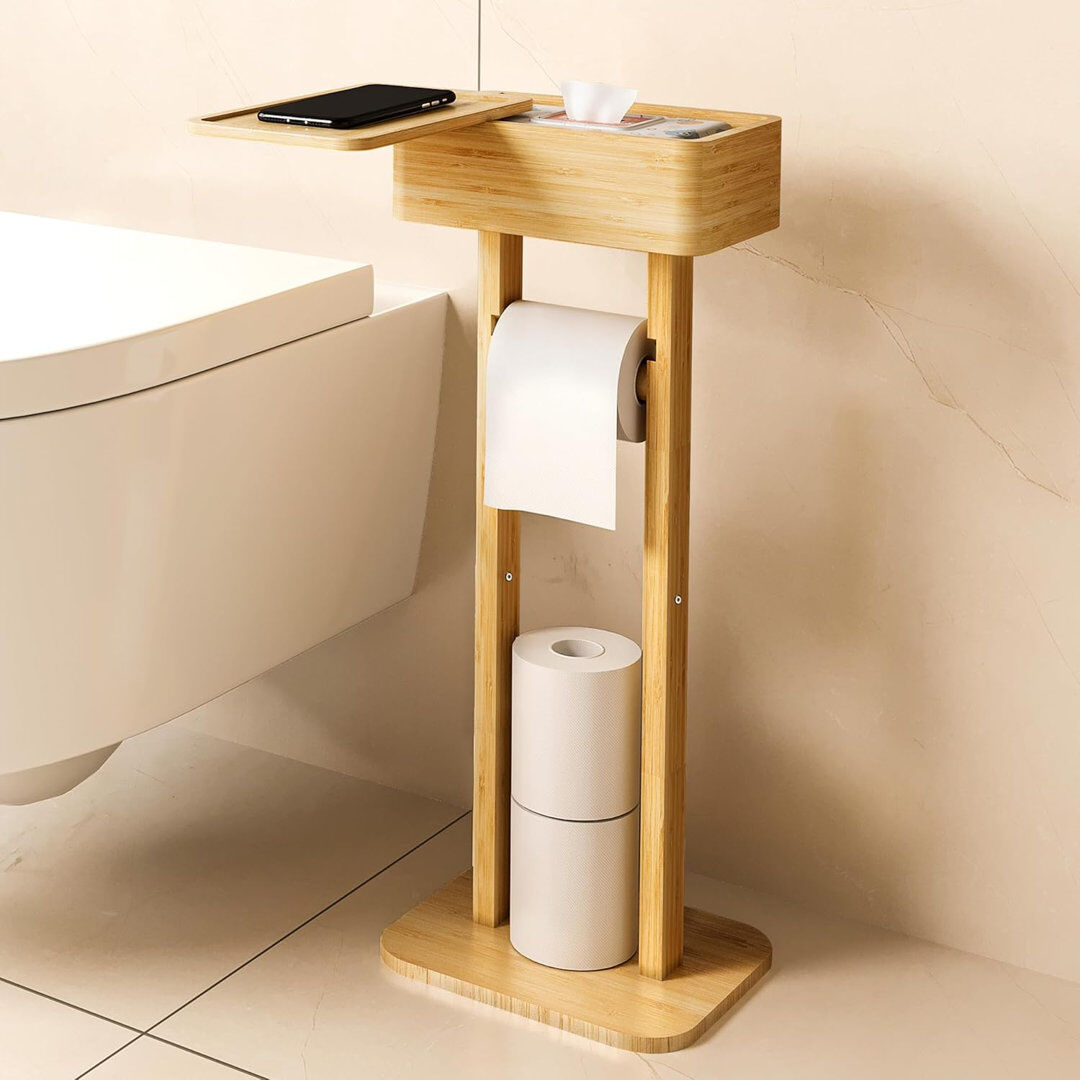 Brayden Studio Free Standing Toilet Paper Holder Natural 64cm H X 25cm W X 20cm D