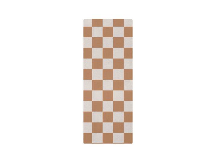 Tapis de yoga enfant carreaux beige 62x160cm