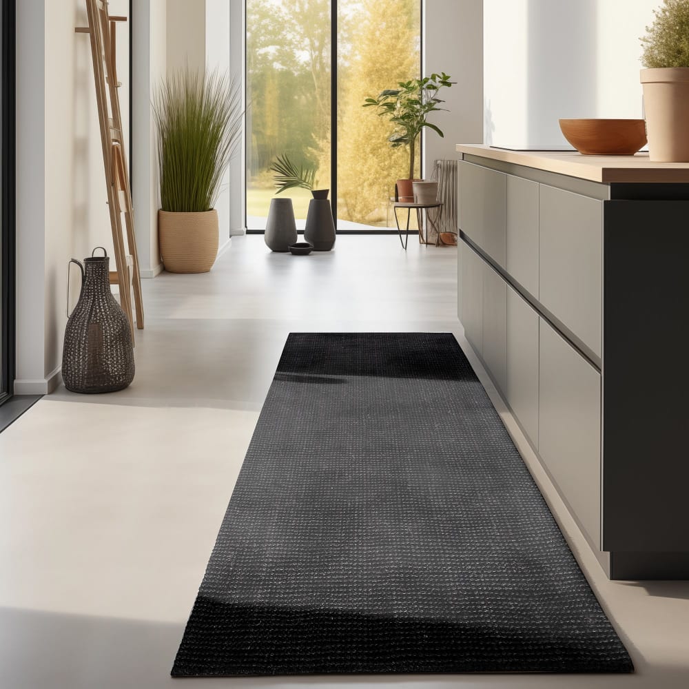 STUDIO DECO Tapis en jute bouclé noir 80x200cm Noir 200x1x80cm