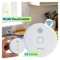 Ideoon, Gefahrenmelder, 3er Set WLAN Rauchmelder mit App-Benachrichtigung – Smart vernetzter Feuermelder nach EN 14604 mit 8