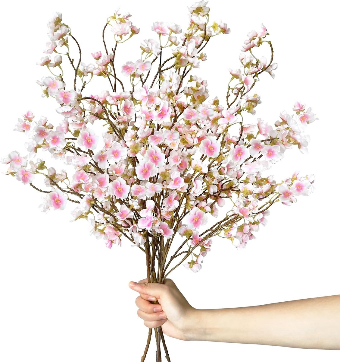 SnelShoppen Kunstbloemen Kersenbloesem - Roze en Witte Takken - 105 cm