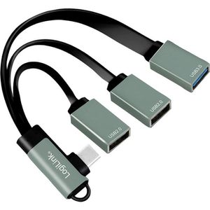 LogiLink USB-Hub UA0361, schwarz / grau, 3 USB 3.0 / 2.0 Ports, Anschluss-Stecker USB-C