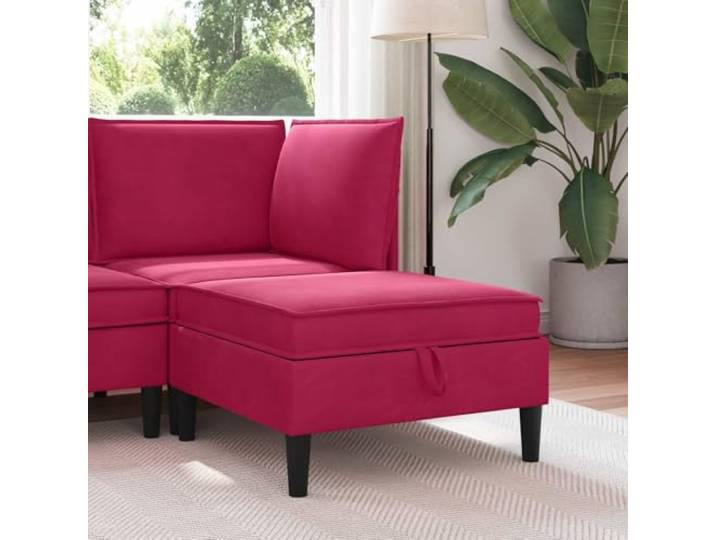 pokgdf Sofa-Hocker mit Stauraum Weinrot Samt Stabiler Sperrholzrahmen, Schaumstoffkissen, abnehmbarer Bezug, pflegeleicht, modernes Design