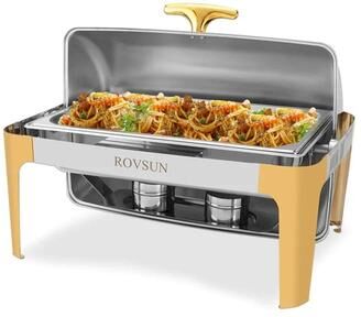 1/2 Set 9 QT Rectangular Roll Top Stainless Steel Chafing Dish