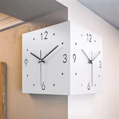 Uplift Picks Modern Double Sided Corner Wall Clock With Silent Movement white 26x26x3cm no Light