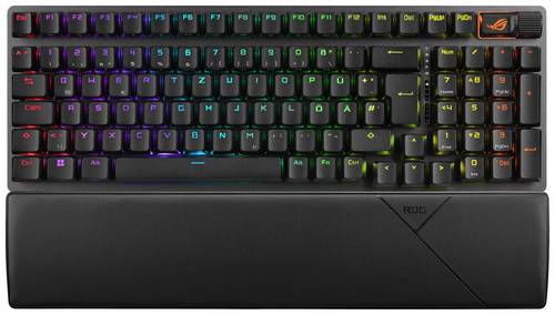 Asus ROG Strix Scope II 96 Wireless Funk, Bluetooth, USB Gaming-Tastatur Deutsch, QWERTZ Schwarz Beleuchtet, Handballenauflage