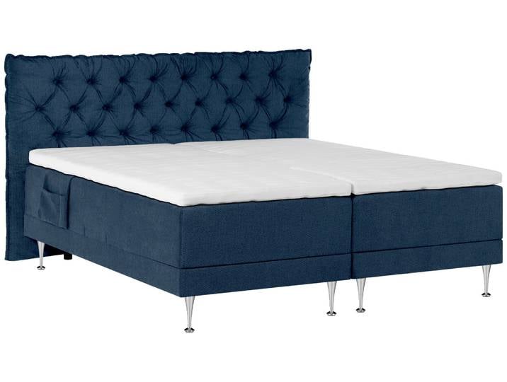 Welnova Boxspringbett MEMPHIS, blau, Stoff