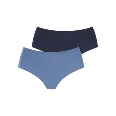 High-Waist-String LASCANA "Superstretch", Damen, Gr. L/XL, blau (navy, blau), Jersey, Obermaterial: 77% Polyamid, 23% Elasthan, unifarben, Unterhosen High-Waist-String, nahtlose Verarbeitung, leichte Mikrofaserqualität