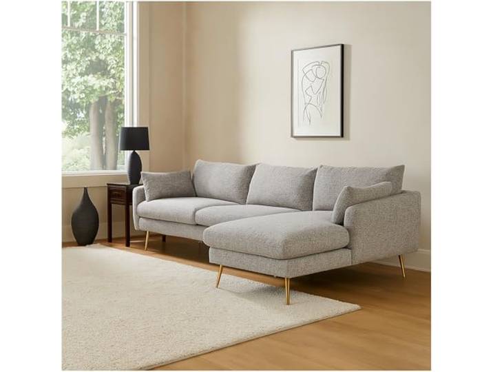 HTI living Modernes Ecksofa mit Ottomane rechts Stil und Komfort für Ihr Wohnzimmer Polsterecke mit Kissen