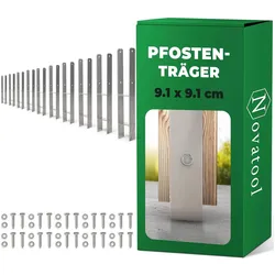 Novatool, Zaunpfosten + Pfähle, 10x Einschlagbodenhülsen-Set H-Form 91x91x600 mm, Bodenhülse Sonnenschirm Pfostenträger